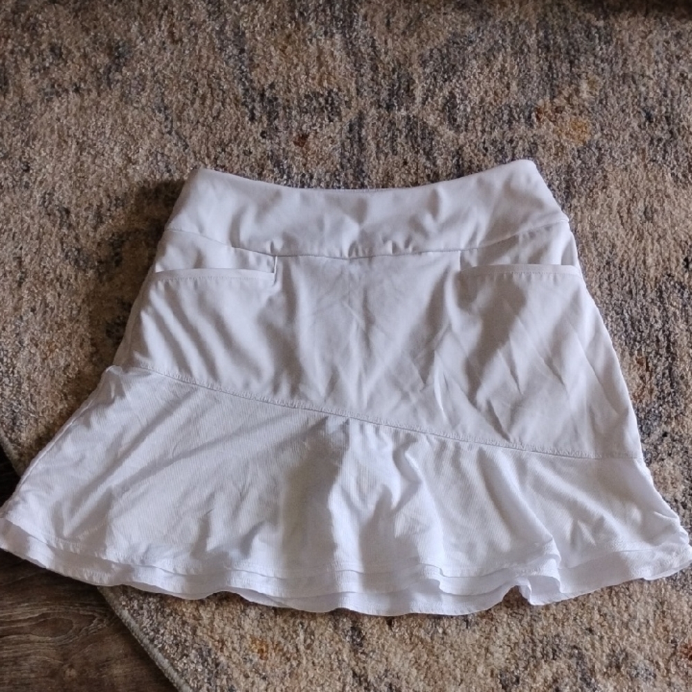 Adidas White Skater Mini Skirt with Ruffles Skort W Shorts